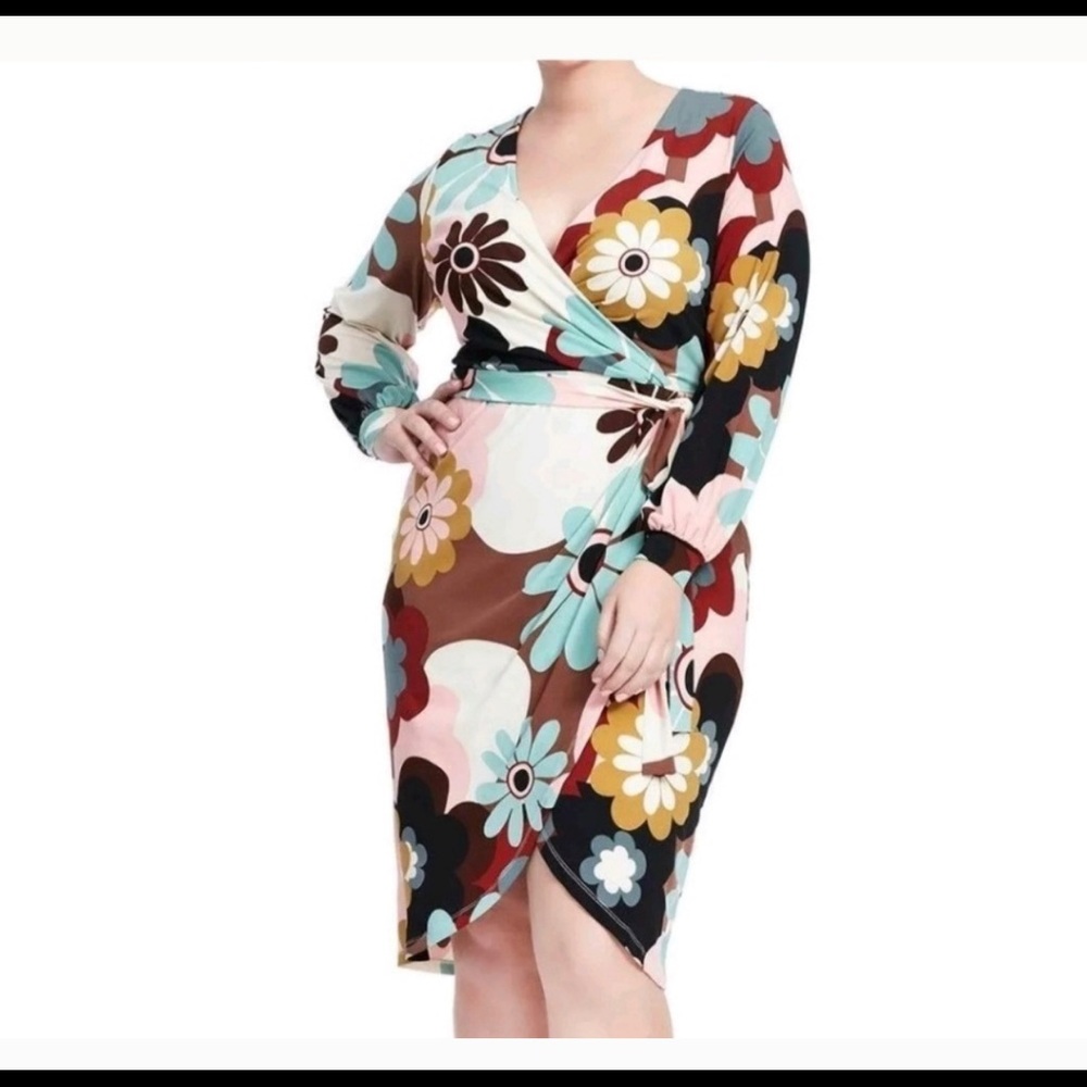 Eloquii Retro Wrap Dress Size 18